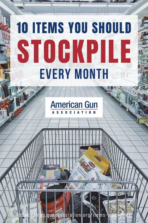 Stockpile on these prepper items each month. Thereâs no need to buy a truckload of them all at once. #prepperitems #preppersupplies #prepper #survivalist #survival #preparedness #gunassociation Prepper Stockpile List, Gifts For Preppers, Prepper List Stockpile, Preppers Survivalist, Non Food Items To Stockpile, Beginner Prepper List, Prepper Medical Supplies List, Otc Meds To Stockpile, Preppers List