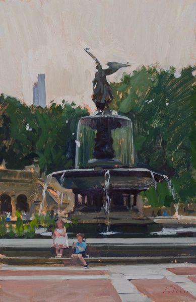 Central Park Painting, Park Painting Ideas, Marc Delassio, Fountain Painting, Marc Dalessio, Factory Illustration, Park Painting, Bethesda Fountain, Honeymoon Places