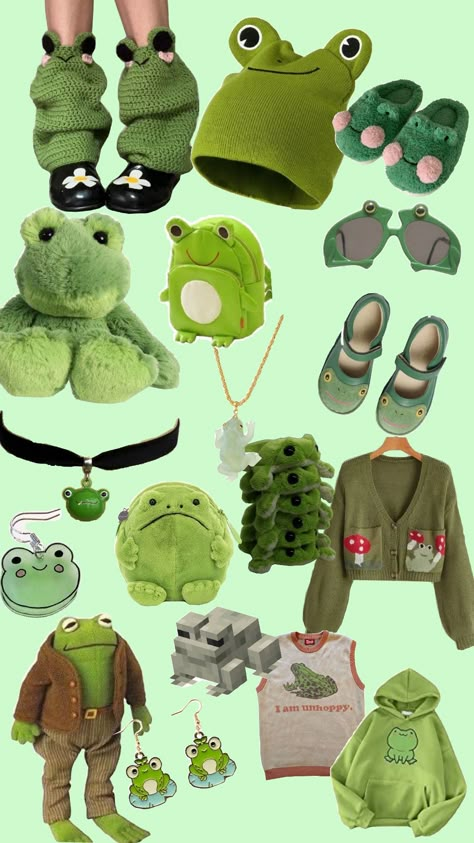 #frog #frogs #froggy Frog Hat Outfit, Frog Themed Outfit, Frog Aesthetic Outfit, Frog Outfit Aesthetic, Frog Inspired Outfit, Froggy Aesthetic, Frog Fashion, Teenager Outfits For School, Frog Shoes