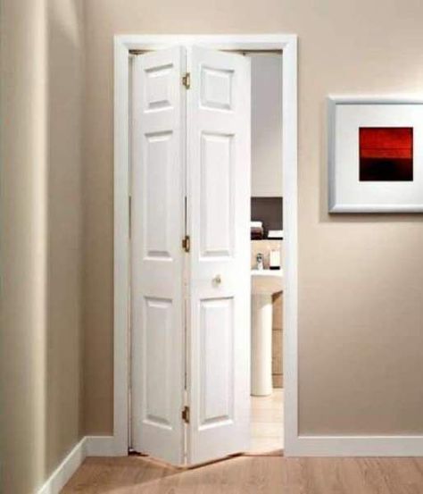 Folding Bathroom Door, Bathroom Door Ideas, Wooden Bifold Doors, Bedroom Door Decorations, Folding Doors Interior, Master Decor, Bathroom Door, Trendy Bathroom, Trendy Bedroom