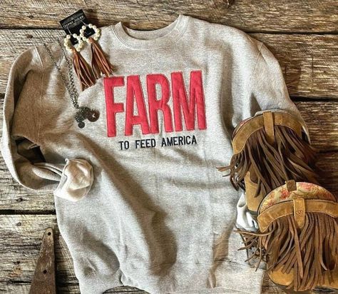 America Sweatshirt, Gift For Farmer, Farm Tees, Farmers Wife, Western Wear Outfits, Cute Country Outfits, Wife Gifts, Farmer Wife, Feeding America