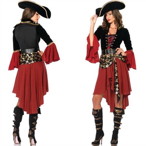 25 Sexy Halloween Costumes For Women Who Don't Want To Show It All (CLICK the photo for more Halloween costume ideas from YourTango.com!) Adult Pirate Costume, Pirate Girl Costume, Pirate Costumes, Pirate Dress, Pirate Cosplay, Female Pirate Costume, Pirate Outfit, Hallowen Costume, Fancy Costumes