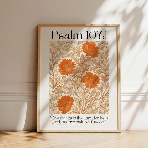 Scripture Art Canvas, Psalm 107, Uplifting Scripture, Modern Christian Art, Morris Print, Christian Prints, Girly Wall Art, Stylish Wall Art, Scripture Wall