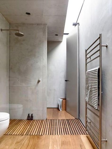 Groutless shower ideas | Katrina Chambers | Bloglovin’ Teak Shower Floor, Bathroom Interior Modern, Minimalist Showers, Minimalist Bathroom Design, Bathroom Shower Design, Minimal Interior Design, Warm Decor, Trendy Bathroom, Bad Design