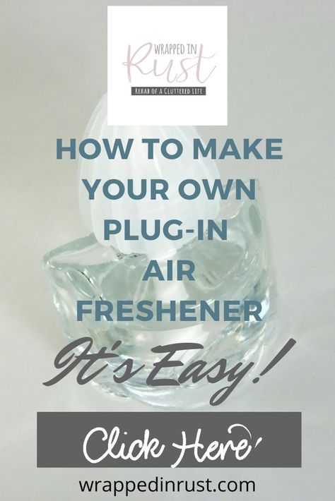 If you want a fresh-smelling home without all the chemicals, make your own plug-in air freshener with these simple instructions. #wrappedinrustblog $diyairfreshener #handmadegifts Air Fresheners Diy How To Make, Plug In Air Fresheners Diy, Diy Air Wick Plug In Refill, Plug In Hacks Air Freshener, Diy Plug In Refills Essential Oils, Diy Glade Plug In Refill Essential Oils, Homemade Plug In Refills Diy, Glade Plug In Refill Diy, Diy Air Freshener Plug In Refill