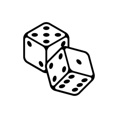 pair of dice vector icon Dice Clipart Black And White, Simple Dice Drawing, Lucky 7 Dice Tattoo, Dice Tattoo Minimalist, Two Dice Tattoo, Dice Outline Tattoo, Fuzzy Dice Drawing, Dice Drawing Easy, Dice Flash Tattoo