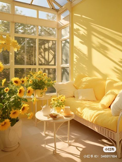 Cottagecore Interior, Yellow Bedroom Decor, Colorful Room Decor, Interior Murals, Victorian Parlor, Cottagecore Home, Latest Living Room Designs, Yellow Room, Yellow House