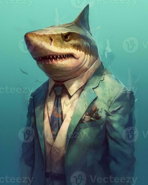 there is a shark in a suit and tie with a sharks head. generative ai. Shark Head Drawing, Shark Head, Writing Art, Sea Food, Vector Drawing, Dog Drawing, Suit And Tie, Sharks, Drawing Ideas