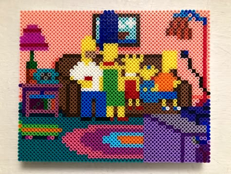 Perler Bead Patterns Simpsons, The Simpsons Perler Beads, Simpsons Hama Beads, Homer Simpson Perler Beads, Homer Simpson Cross Stitch, Perler Bead Famous Paintings, Futurama Perler Beads, Melted Bead Crafts, Retro Games Pixel