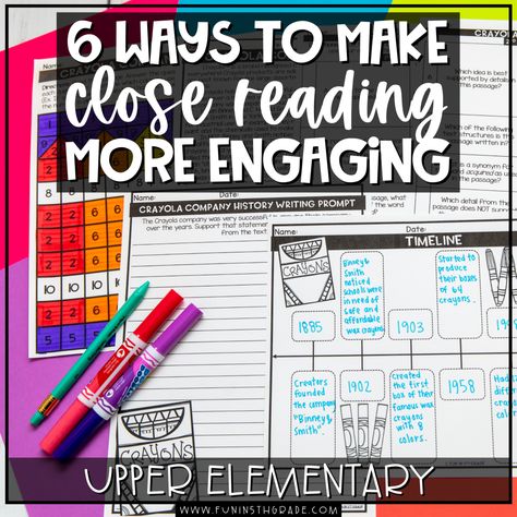 Close reading is a strategy where students read a passage multiple times in order to gain a deeper understanding of the text. When I first attacked close reading with my students, there was a lot of complaining. Here are 6 ways to make close reading meaningful and engaging. Passage Writing, Close Reading Strategies, Close Reading Activities, Upper Elementary Reading, Better Writing, Reading Process, Text Dependent Questions, Esl Teaching Resources, Fiction Text