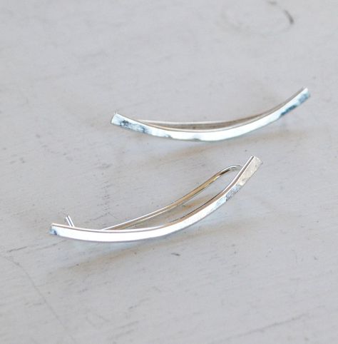 Gold Ear Crawlers, Minimalist Silver Jewelry, Ear Sweeps, Minimalist Jewelry Silver, Gold Ear Climbers, Bar Earring, Ear Climber Earrings, Silver Ear Climbers, Ear Crawler