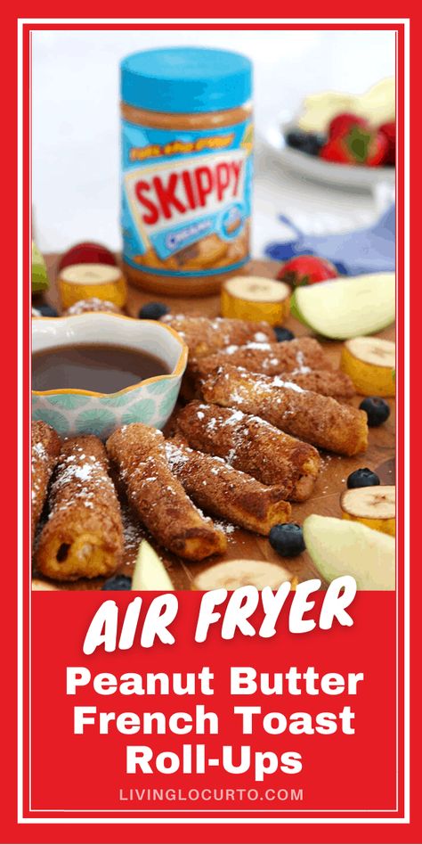 Serve breakfast or a snack extra fast with these easy Air Fryer Peanut Butter French Toast Roll Ups. Crunchy snacks baked to perfection! Peanut Butter French Toast, Toast Roll Ups, Crunchy Snacks, French Toast Roll Ups, French Toast Rolls, Peanut Butter Roll, Air Fry Recipes, Crunchy Snack, Easy Air Fryer