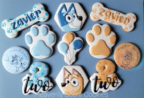 Bluey Cartoon Royal Icing Cookies, Bluey Bingo Cookies, Bluey 2nd Birthday Cookies, Bluey Sugar Cookies Ideas, Bluey Birthday Cookies For Boys, Bluey Themed Cookies, Bluey Cookies Birthday, Bluey Cookie Ideas, Bluey Cookies For Boys