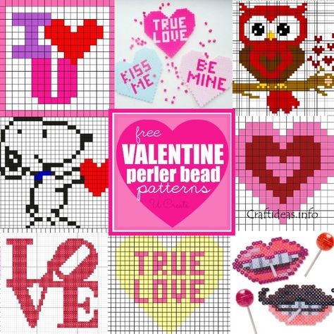 Free Valentine Perler Bead Patterns at U Create Fuse Bead Patterns, Valentines Patterns, Valentine Crafts For Kids, Classroom Gifts, Diy Perler Beads, Melting Beads, Bead Weaving Patterns, Free Valentine, Perler Beads Designs