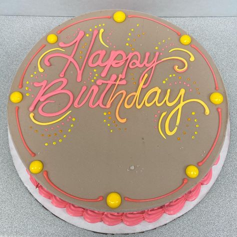 Fonts For Cake Writing, Happy Birthday Icing Writing, Happy Birthday Piping On Cake, Cake Handwriting, Buttercream Writing, Cake Borders Designs, Cake Writing Ideas, Sheet Cakes Decorated Birthdays, Simple Sheet Cake Designs