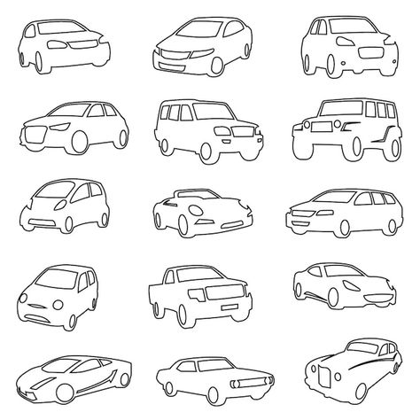 Car Outline Drawing, Journal Printables Templates, Car Outline, Car Symbols, Car Drawing, Car Sketch, Outline Drawings, Sketches Easy, Car Set