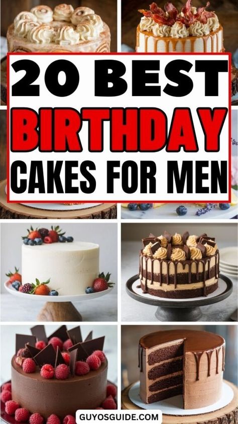 Birthday cakes for men that are bold, unique, and full of flavor. Discover cool designs, rich flavors, and themes that perfectly match his style and make his special day unforgettable. Cool Mens Birthday Cakes, Birthday Cake Frosting Ideas, Trending Birthday Cakes For Men, Birthday Cakes For Men Recipes, Man’s Birthday Cake Ideas, Mans Birthday Cake Ideas, Birthday Cake Men Ideas, Cool Guy Birthday Cakes, Fun Birthday Cakes For Adults For Men