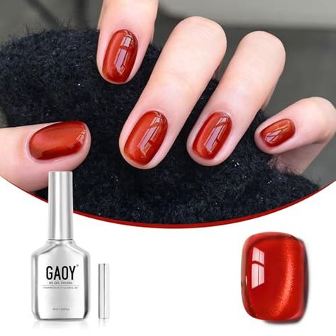 GAOY Glassy Cat Eye Gel Nail Polish, 16ml Glitter Holographic Nail Polish with Magnet, Reflective Translucent UV Gel, 2221 Blood Red Holographic Nail Polish, Cat Eye Gel, Holographic Nails, Eye Gel, Blood Red, Uv Gel, Gel Nail, Gel Nail Polish, Cat Eye