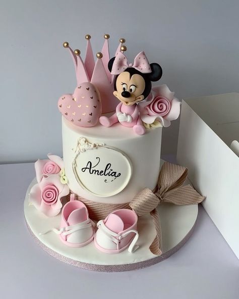 Birthday Cake Minimouse, 1birthday Cake Girl, Minnie Mouse Birthday Cakes 1st, Tort Minnie Mouse, Minnie Birthday Cake, Minnie Mouse Cake Design, Tort Hello Kitty, Γενέθλια Mickey Mouse, First Birthday Hat