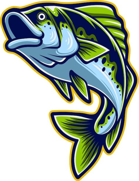 Bass fish mascot logo with premium quali... | Premium Vector #Freepik #vector #bass-fishing #fish-hook #fishing-hook #bait Fishing Logo Design Graphics, Fishing Logo Design, Fishing Logo, Fishing Jig, Bass Fish, Fish Vector, Fish Logo, Fishing Hook, Light Background Images