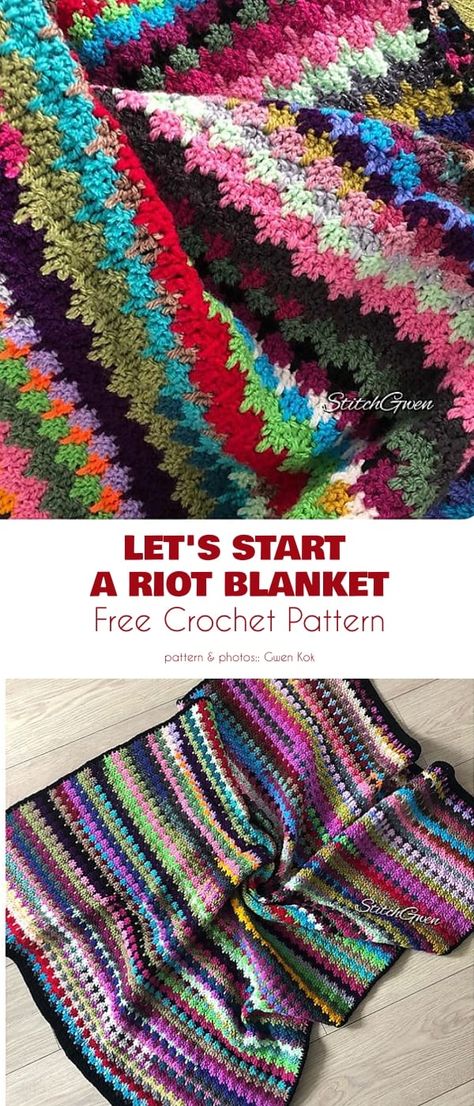 Crochet Stripe Blanket Free Patterns Easy Crochet Baby Blanket Free Pattern, Crochet Bedsheets, Scrap Crochet, Striped Crochet Blanket, Scrap Yarn Crochet, Stripe Blanket, Crochet Throw Pattern, Afghans Crochet, Crochet Blanket Pattern Easy