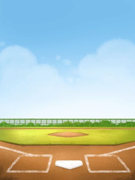 Baseball field for background, children'... | Premium Vector #Freepik #vector #ground #sports-field #sports-ground #grass-landscape Baseball Background Wallpapers, Ground Illustration, Baseball Field Background, Baseball Field Painting, Cartoon Field Background, Baseball Background, Baseball Match, Baseball Backgrounds, Baseball Cross