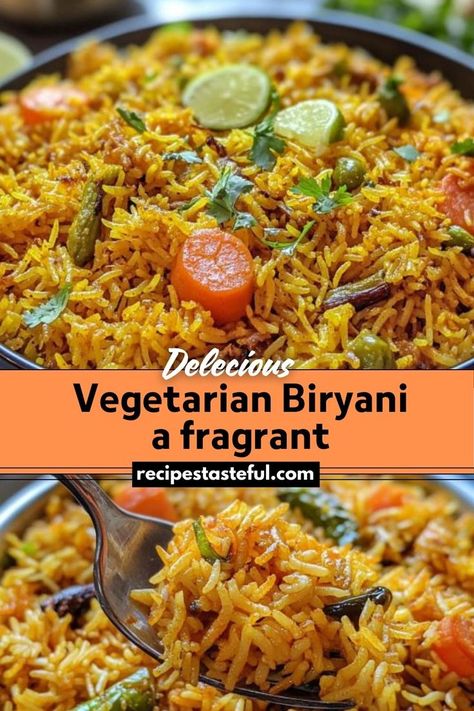 A fragrant, spiced rice dish made with basmati rice, a variety of vegetables, and aromatic herbs, perfect for a comforting meal. Basmati Rice Dishes, Biryani Rice Recipe, Vegetarian Biryani, Biryani Rice, Spiced Rice, Festive Appetizers, Christmas Recipes Easy, Colorful Vegetables, Rice Dish