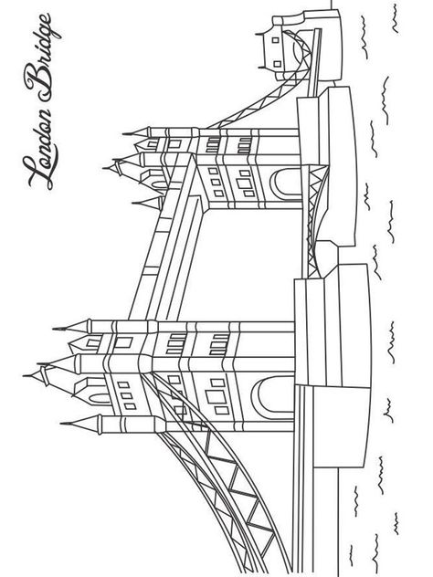 Tower Of London Drawing, Tower Bridge Drawing, London Bridge Drawing, Bridge Coloring Pages, London Art Drawing, Paddington Birthday, Earth Coloring Pages, Bridge Drawing, London Activities