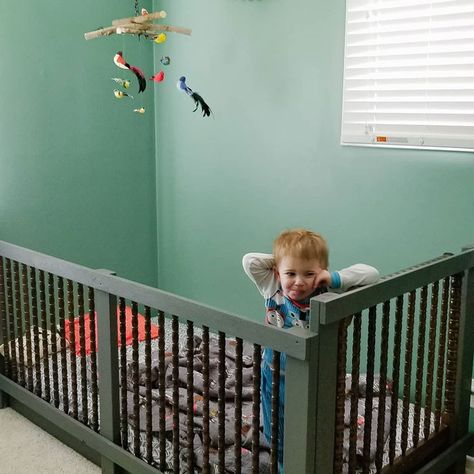 DIY Toddler Crib for Transitioning to a Toddler Bed Floor Crib Diy, Crib On Floor, Toddler Floor Bed Diy Boy, Floor Crib Bed, Crib To Floor Bed Hack, Crib Mattress On Floor, Crib To Floor Bed Diy, Toddler Bed On Floor Ideas, Floor Bed Nursery