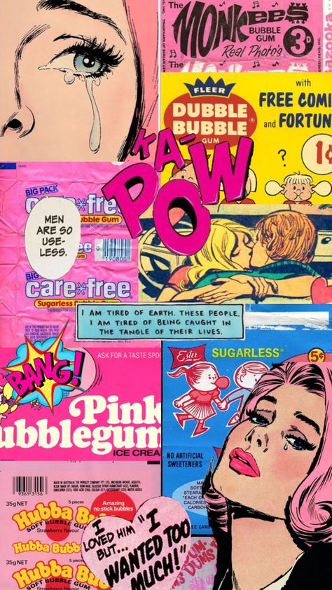 #bubble #bubblegum #gum #pink #yellow #blue #comics #comicbook #collage #aesthetic #wallpaper #iphonewallpaper #background #backdrop #phone #fun Collage Aesthetic Wallpaper, Bubblegum Pop, Background Backdrop, Wallpaper Iphonewallpaper, Graphic Poster, Bubble Gum, Real Photos, Aesthetic Wallpaper, Yellow Blue