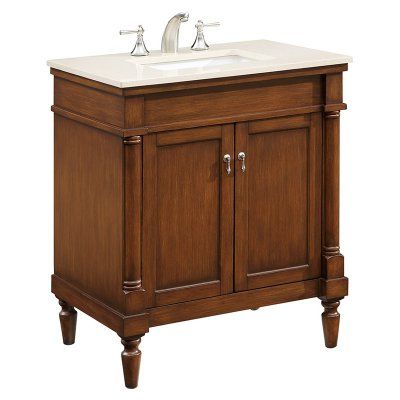 Elegant Decor 30 in. Rectangular Brown Single Bathroom Vanity Set - VF-1030 Ceramic Undermount Sink, Traditional Bathroom Vanity, Bathroom Necessities, Wood Bathroom Vanity, Beige Marble, Single Sink Bathroom Vanity, Wood Bathroom, Bathroom Vanity Set, Undermount Sink