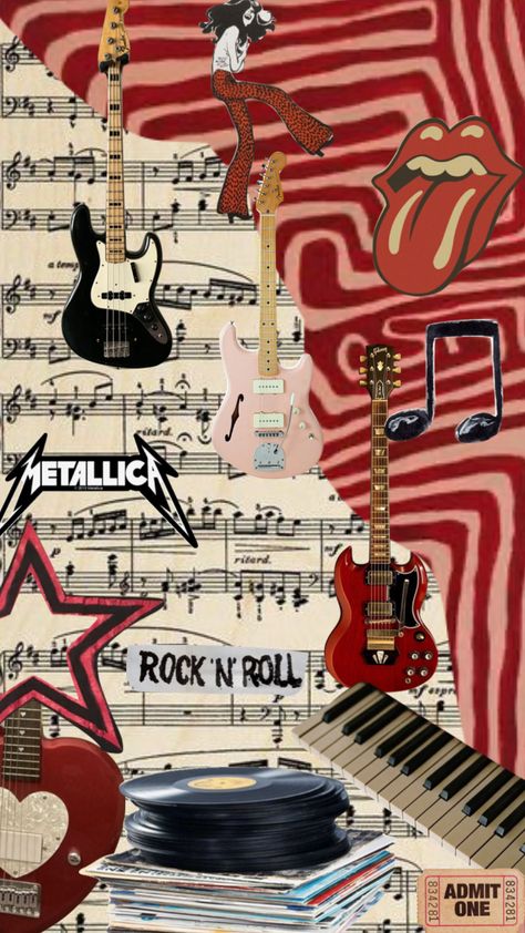 #rocker #musiclover #aesthetic #moodboard #collage #rockgf Rock N Roll Collage, Rock N Roll Aesthetic Bedroom, Aesthetic Bedroom Vintage, Rock N Roll Aesthetic, Moodboard Collage, Aesthetic Moodboard, Rock Concert, Admit One, Bedroom Vintage