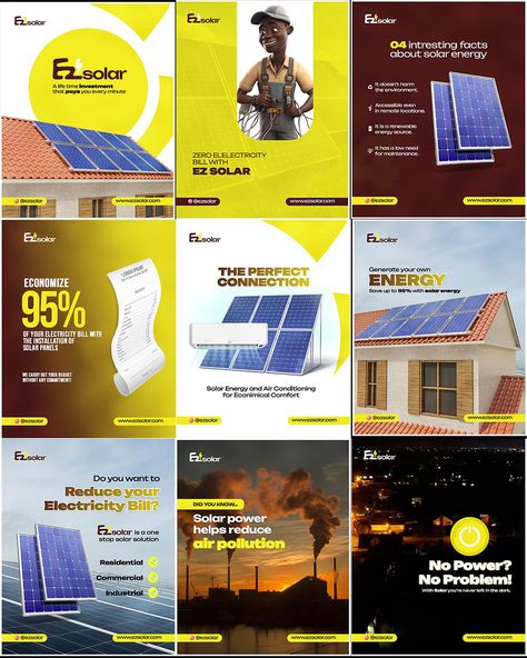 Some social media designs for Ez Solar EZsolar is a leading solar energy company in Nigeria that provides Renewable Energy Storage Solutions for homes, schools, shopping malls, businesses. With a focus on harnessing the power from the Sun for instantaneous usage and storing the excess generated energy (Energy storage) We had fun working on this one also What do you think about the designs? For more designs and tips follow @leykoncepts04 #graphic #art #graphicdesign #design #illustration ... Solar Energy Design, Guardian Angels Prayer, Social Media Designs, Shopping Malls, Guardian Angels, Energy Storage, Fun At Work, Renewable Energy, Media Design