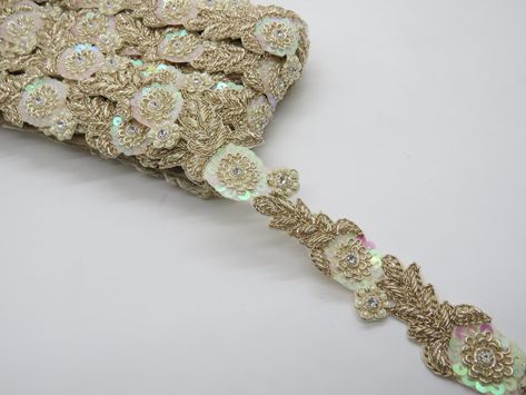 #etsy shop: Bling Rhinestone Zardosi Sequin Pearl Beaded Embroider Floral Trim | Indan Wedding Lehnga Sewing Embellishment Lace Trim | Saree Border Trim https://etsy.me/3vOWjjq #jewellerymaking #crafttrimribbon #embroidertrimtape #indiantrimandlace #designertrimtape #d Art Deco Wedding Favors, Fancy Face Mask, Party Face Masks, Lace Costume, Diy Belts, Raw Silk Fabric, Saree Border, Sewing Embellishments, Lace Border