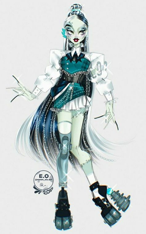 Monster High Art Twyla, Monster High Lagoona Fanart, Monster High Fanart Operetta, Monster High Fashion Illustrations, Monster High Lagoona Blue Fanart, Monster High Characters, Monster High Repaint, Monster High Art, Fantasy Gowns