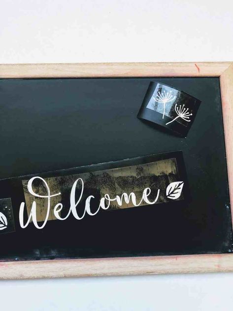 chalkboard signs with vinyl stencil, diy chalkboard welcome sign Vinyl Templates, Chalkboard Welcome Sign, Chalkboard Stencils, Chalkboard Welcome, Chalkboard Art Diy, Chalk Stencils, Free Monogram Fonts, Free Fonts For Cricut, Typography Design Font