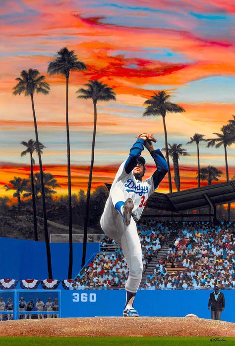 Fernando Valenzuela. LA Dodgers. Artwork by Bill Purdom. Fernando Valenzuela Wallpaper, Dodgers Painting, Baseball Illustration, La Dodgers Logo, Dodgers Stadium, Let's Go Dodgers, Mlb Dodgers, Dodgers Nation, La Dodgers Baseball