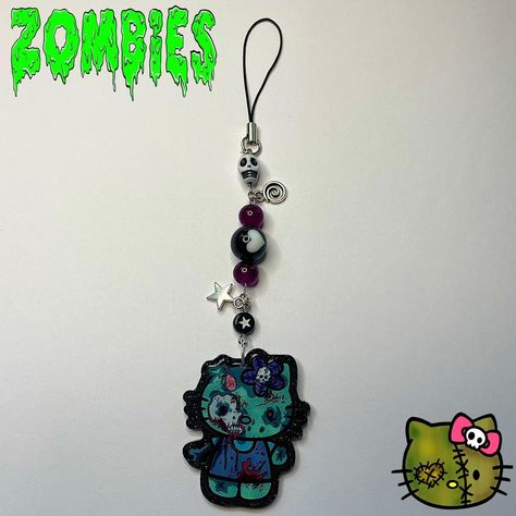 Zombie Hello Kitty Beaded Phone Charm 

- handmade... - Depop Zombie Hello Kitty, Phone Charm, Message Me, Zombie, Hello Kitty, I Can, Bundles, Kitty