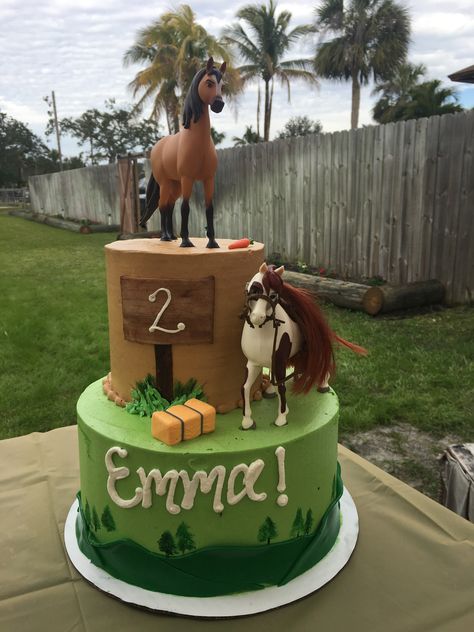 Emma’s 2nd birthday! Spirit themed birthday cake. Spirit Themed Birthday Cake, Spirit Horse Birthday Cake, Spirit Cake Ideas, Horse Theme Birthday Cake, Spirit Themed Birthday Party Girl, Spirit Cakes Horse, Horse Themed Birthday Cake, Spirit Horse Cake, Spirit Horse Birthday Party