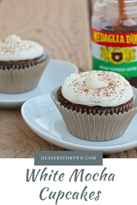 White Mocha Cupcakes! White Mocha Cupcakes, White Chocolate Mocha Cupcakes, Coffee Cupcake, Chocolate Frosting Recipe, Batch Recipes, White Chocolate Frosting, Mocha Cupcakes, Small Batch Baking, Coffee Cupcakes