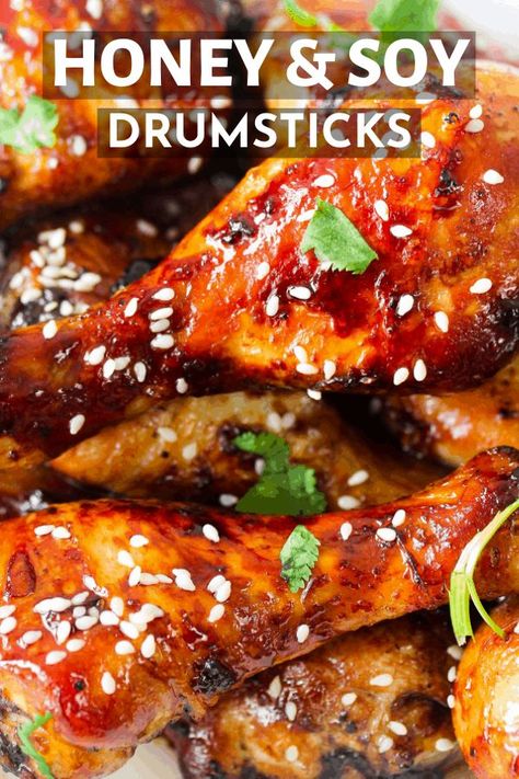 Honey Soy Chicken Drumsticks, Honey Soy Chicken, Soy Chicken, Chicken Drumstick Recipes, Honey Soy, Easy Asian Recipes, Chicken Drumsticks, Best Chicken Recipes, Chicken Wing Recipes