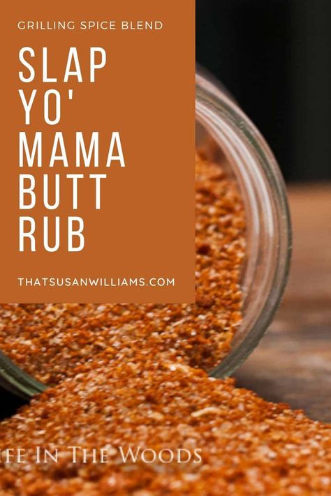 Slap yo' Mama Butt Rub is the perfect spice rub for pork or chicken. #ribs #pork #bbq #chicken #venison #recipe Bbq Spice Blend, Roadhouse Recipes, Pork Rub Recipe, Rib Rub Recipe, Rub Seasoning, Bbq Rub Recipe, Chicken Ribs, Recipe For Pork, Bbq Dry Rub