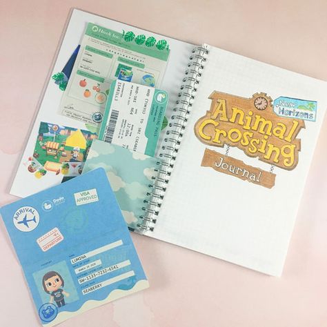 Animal Crossing Journal Ideas Animal Crossing Book Design, Animal Crossing Scrapbook, Acnh Journal Ideas, Game Journal Ideas, Gaming Journal Ideas, Animal Crossing Journal Ideas, Diy Animal Crossing Crafts, Sticker Journaling Ideas, Animal Crossing Notebook