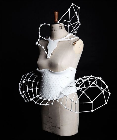 An elite fashionista decides to trade in her sewing machine for CAD software. Dna 3d, 3d Printed Dress, 3d Printing Fashion, Sculptural Fashion, Geometric Fashion, Paper Fashion, Iris Van Herpen, 3d Fashion, Body Adornment