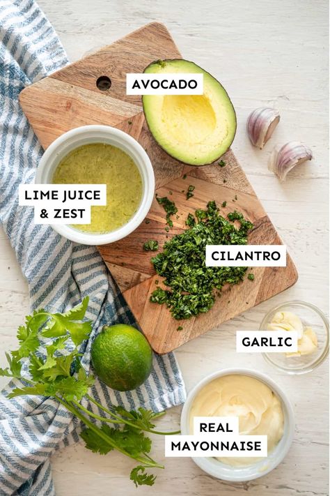 This Cilantro Lime Aioli is a creamy, lime-infused, dairy-free sauce that will transform any Tex Mex dish, especially tacos and burritos. Cilantro Lime Aioli Recipe, Dairy Free Tacos, Lime Aioli, Homemade Aioli, Dairy Free Sauces, Aioli Sauce, Lime Butter, Keto Sauces, Cilantro Lime Sauce