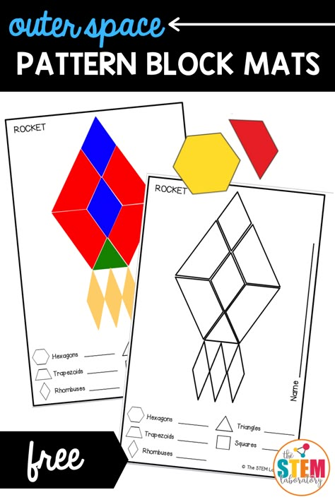 Outer Space Archives - The Stem Laboratory Space Block Center Preschool, Space Themed Math Activities, Outer Space Prek, Space Pattern Blocks, Night Theme Preschool, Outer Space Science For Preschool, Space Pattern Block Mats, Space Math Activities, Outer Space Stem