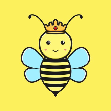 Queen bee mascot cartoon icon vector illustration Honey Bee Cartoon, Bee Mascot, Queen Bee Tattoo, Bee Template, Queen Bees Art, Bee Cartoon, Bee Icon, Bee Drawing, Branch Vector