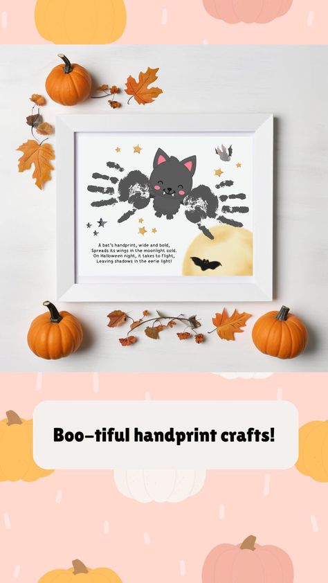 Halloween Bat Hand Print Art-for kids Halloween Handprint, Vintage Girl Nursery, Woodland Nursery Boy, Natural Nursery, Daycare Activities, Footprint Art, Handprint Crafts, Cute Bat, Valentines Flowers