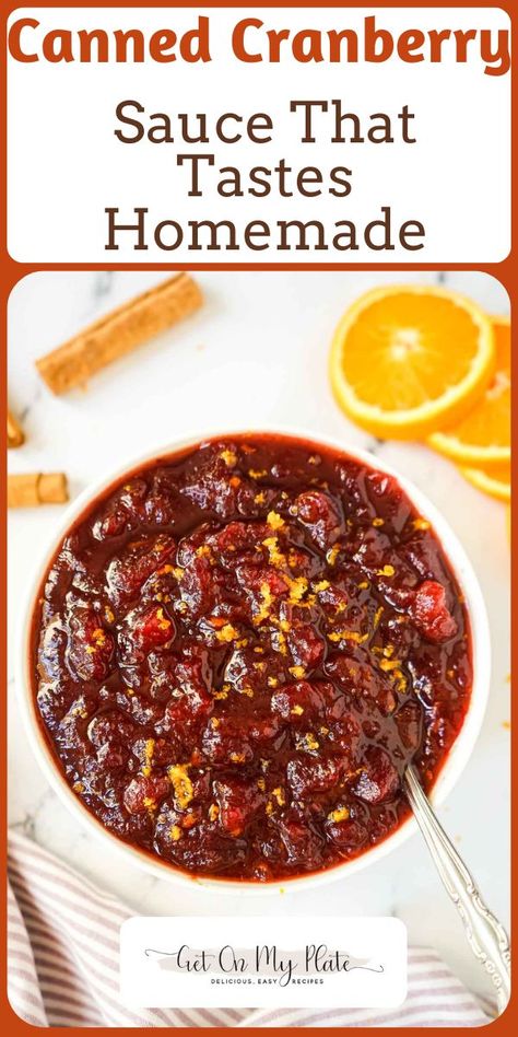 Jelly Cranberry Sauce Recipes, Cranberry Sauce Recipe Easy, Orange Cranberry Sauce, Fresh Cranberry Sauce, Easy Cranberry Sauce, Cranberry Orange Sauce, Canned Cranberries, Cranberry Jelly, Jellied Cranberry Sauce