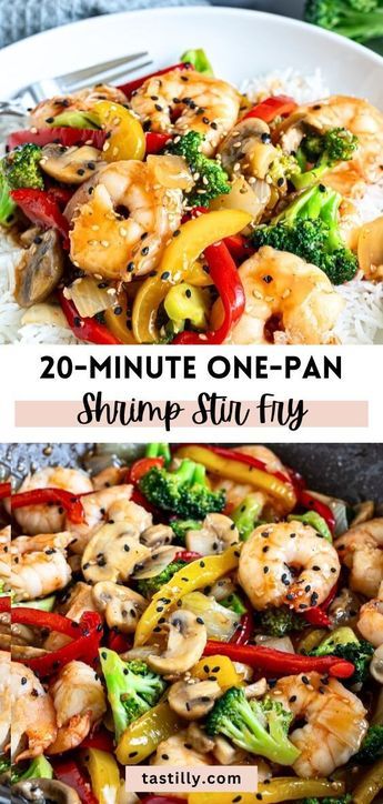 Shrimp Stir Fry is the ultimate easy weeknight dinner. It is quick, nutritious, straightforward, and oh-so-satisfying! Fresh shrimp and crisp vegetables come together with the best sauce you can spoon over freshly made white rice. Easy Weeknight Dinners Shrimp, Shrimp Stir Fry Healthy, Shrimp Burrito Bowl Recipe, Paleo Shrimp Stir Fry, Fry Shrimp, Stir Fry Shrimp Recipes, Lobster Sauce, Seafood Meals, Homemade Chinese